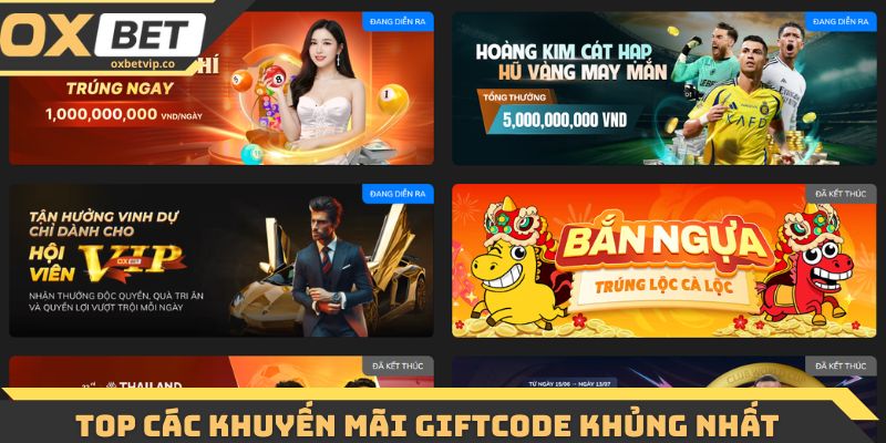 Top các giftcode khủng nhất dành cho người chơi Oxbet