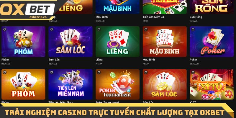 Trang chủ 12 Trải nghiệm Casino trực tuyến chất lượng tại Oxbet